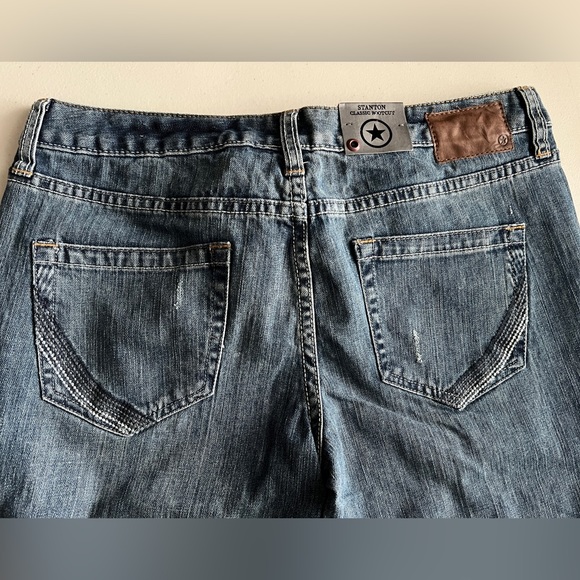 👖CONVERSE Distressed Blue Faded Boot Cut Denim Jeans NWT - Picture 3 of 7